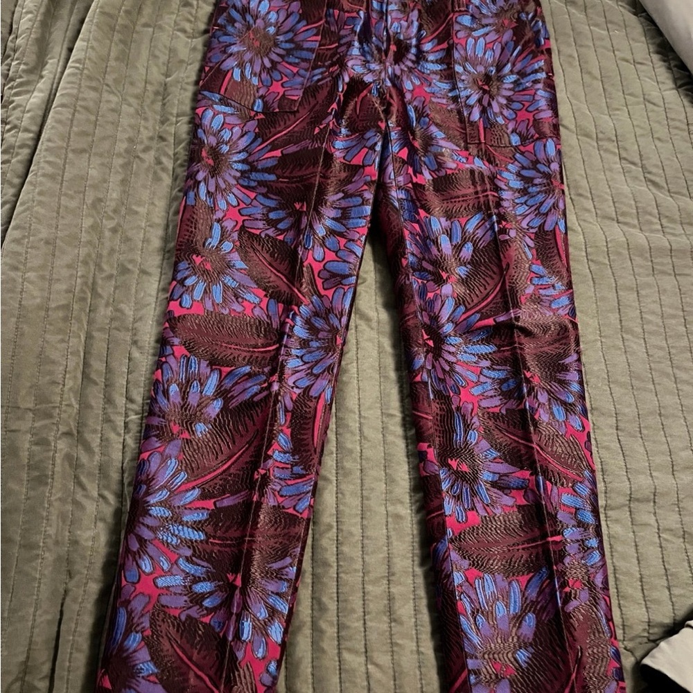 J. Crew Purple and Blue Midnight Floral Cropped Garden Pants - Picture 3 of 6